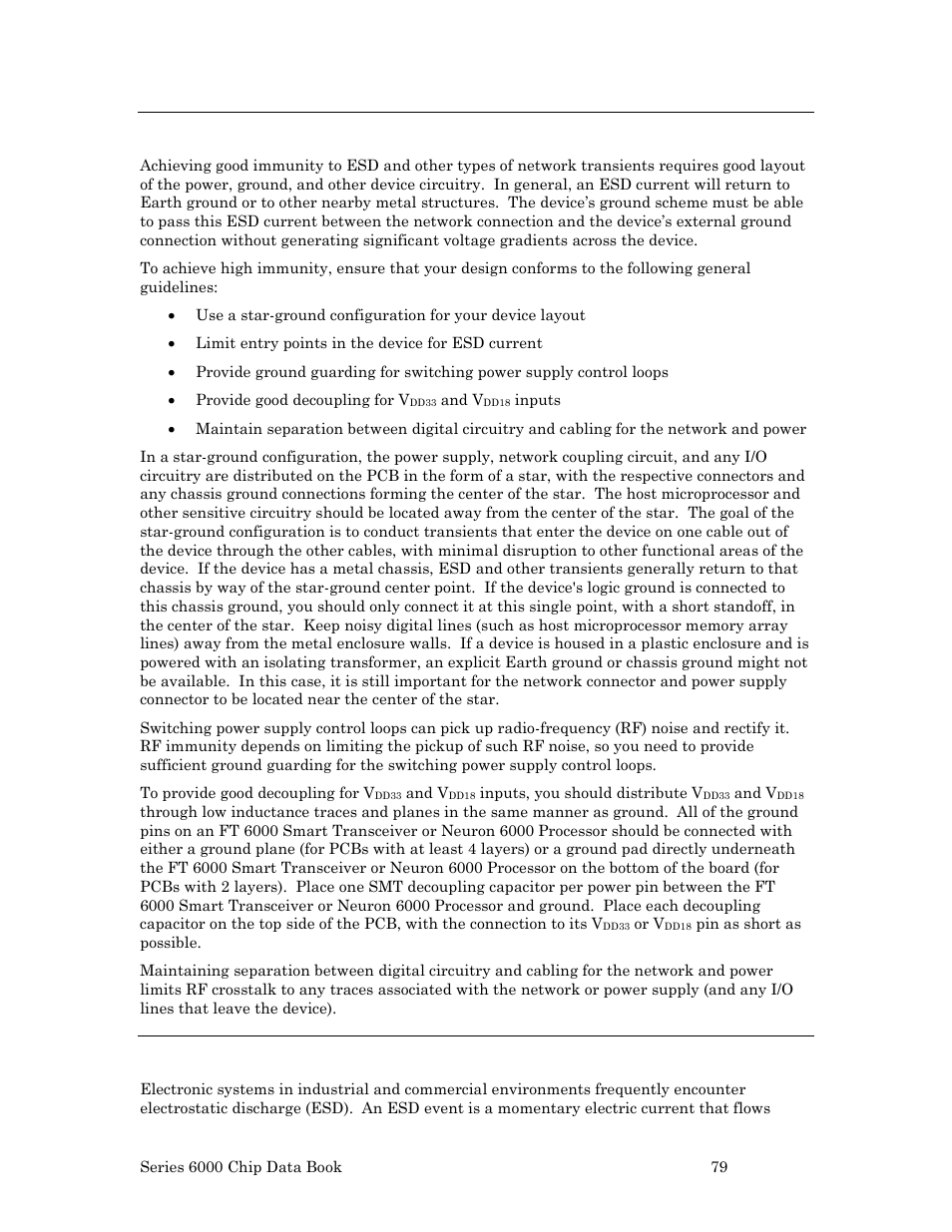 Achieving high immunity, Electrostatic discharge | Echelon Series 6000 Chip databook User Manual | Page 91 / 181