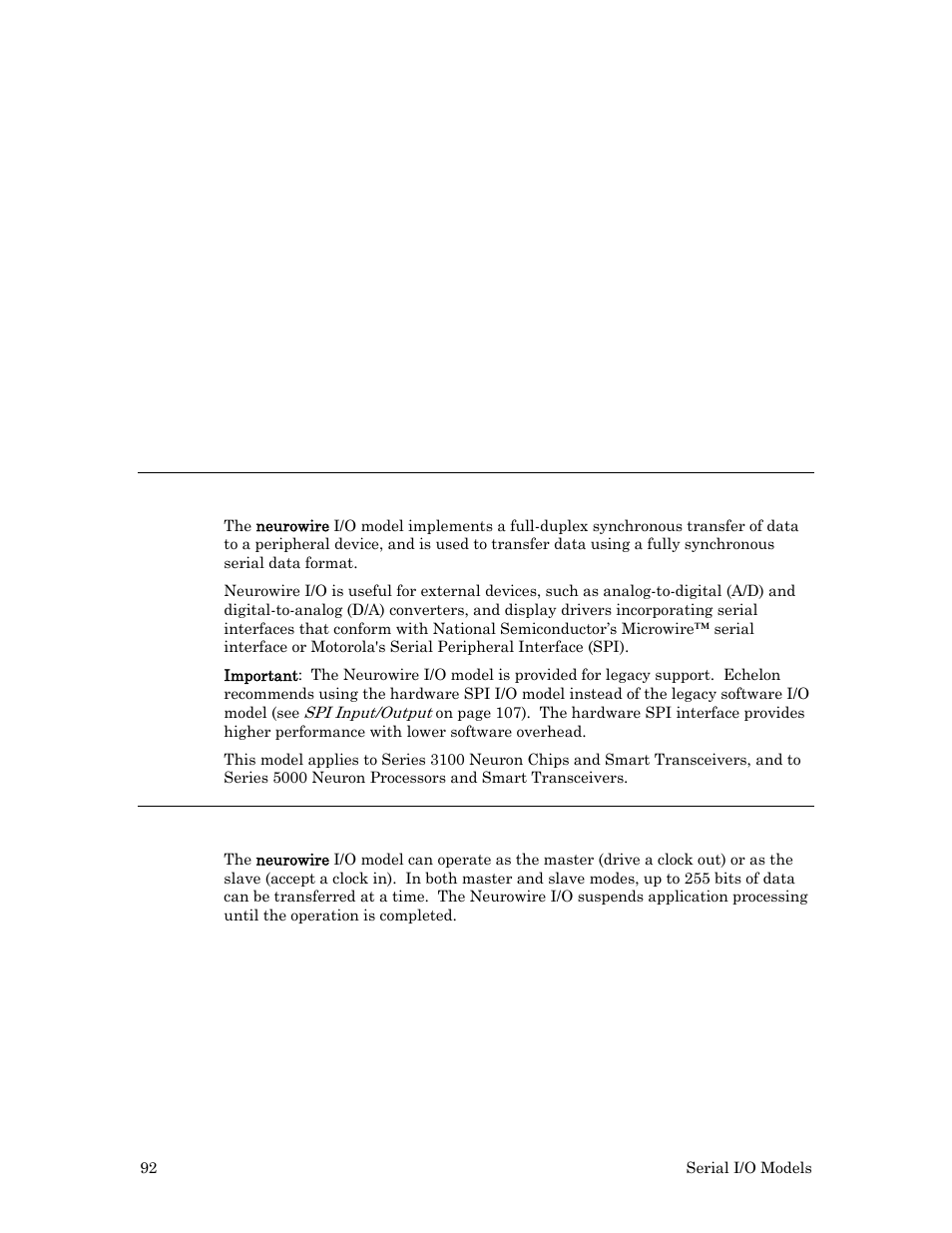 Neurowire input/output, Hardware considerations, Example | Echelon I/O Model Reference for Smart Transceivers and Neuron Chips User Manual | Page 102 / 209