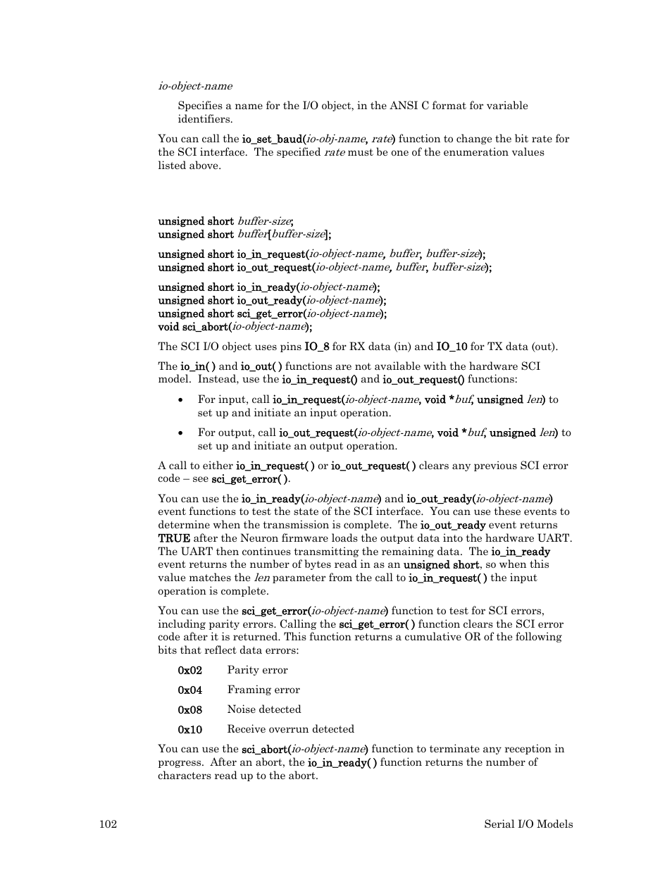 Usage | Echelon I/O Model Reference for Smart Transceivers and Neuron Chips User Manual | Page 112 / 209