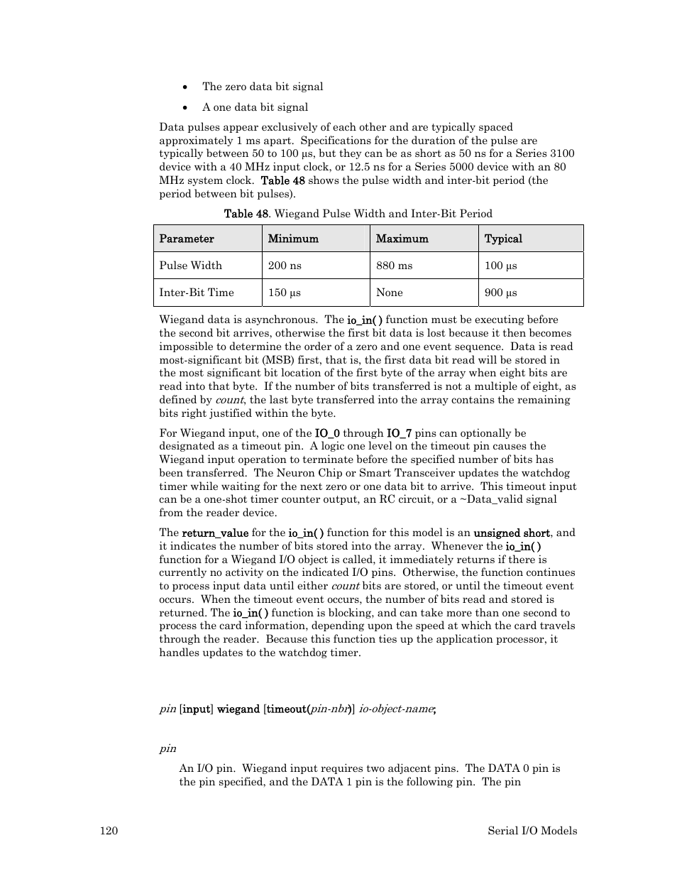 Syntax | Echelon I/O Model Reference for Smart Transceivers and Neuron Chips User Manual | Page 130 / 209