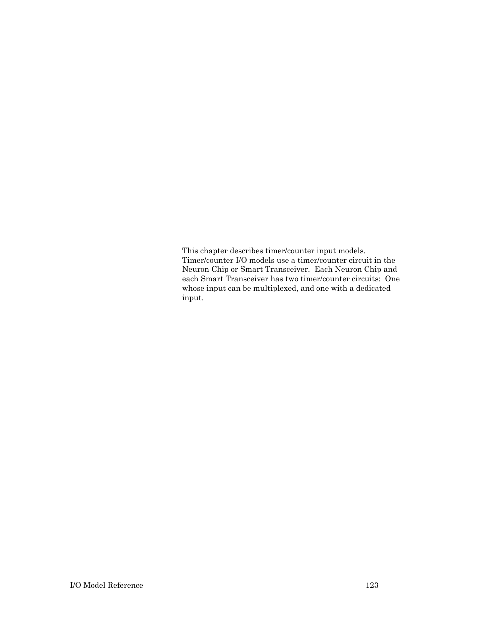 Timer/counter input models, R 5. timer/counter input models, 123, for more in | Ter 5, Timer/counter input, 123, an | Echelon I/O Model Reference for Smart Transceivers and Neuron Chips User Manual | Page 133 / 209