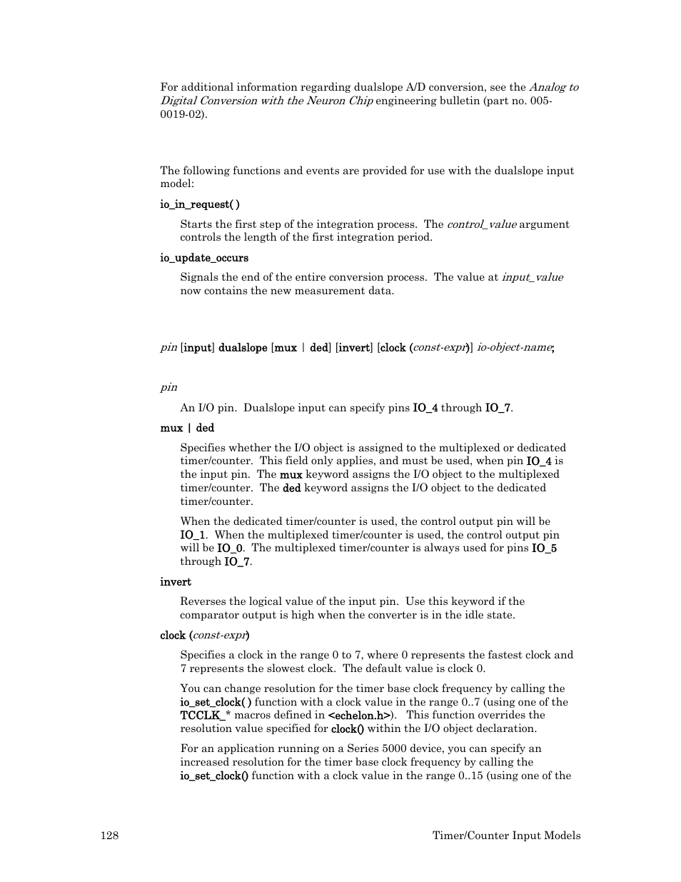 Neuron c resources, Syntax | Echelon I/O Model Reference for Smart Transceivers and Neuron Chips User Manual | Page 138 / 209