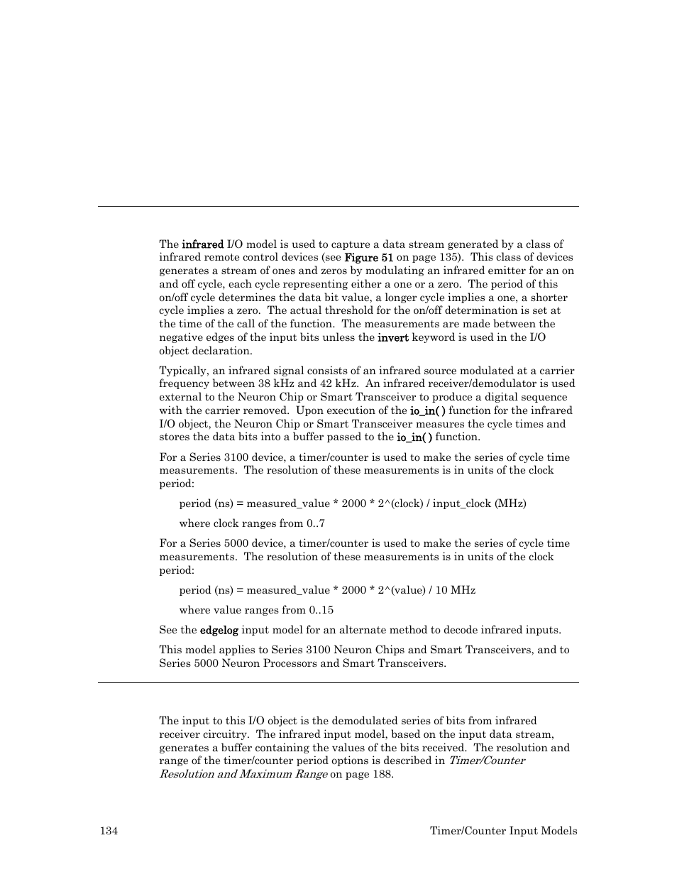 Infrared input, Hardware considerations, Ge 134), or t | Echelon I/O Model Reference for Smart Transceivers and Neuron Chips User Manual | Page 144 / 209