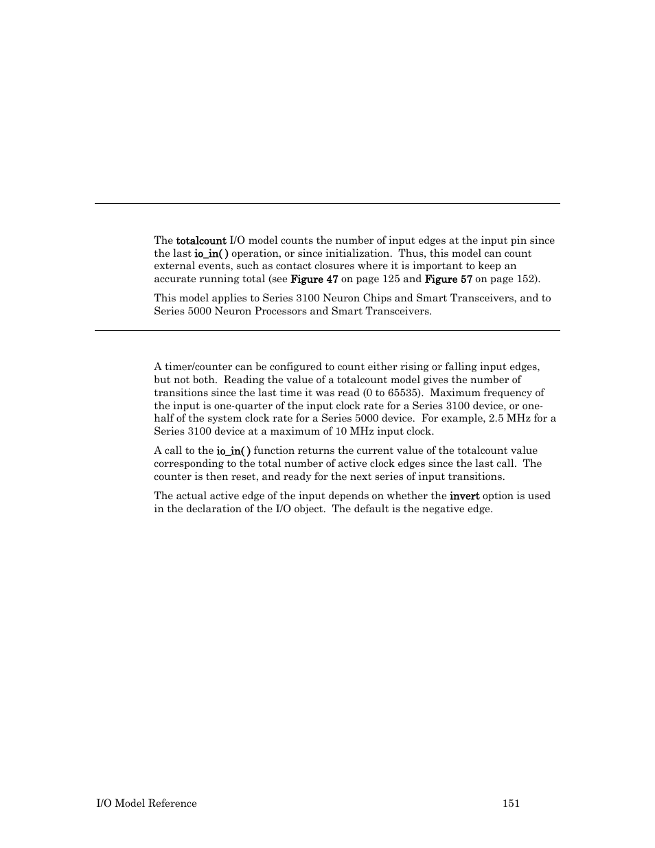 Totalcount input, Hardware considerations, Example | Echelon I/O Model Reference for Smart Transceivers and Neuron Chips User Manual | Page 161 / 209