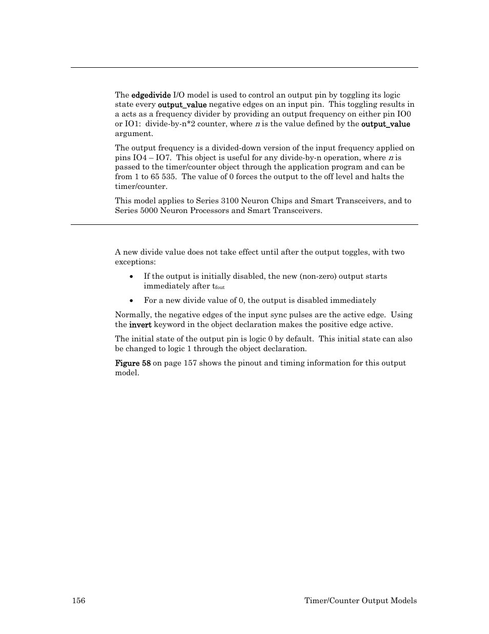 Edgedivide output, Hardware considerations | Echelon I/O Model Reference for Smart Transceivers and Neuron Chips User Manual | Page 166 / 209