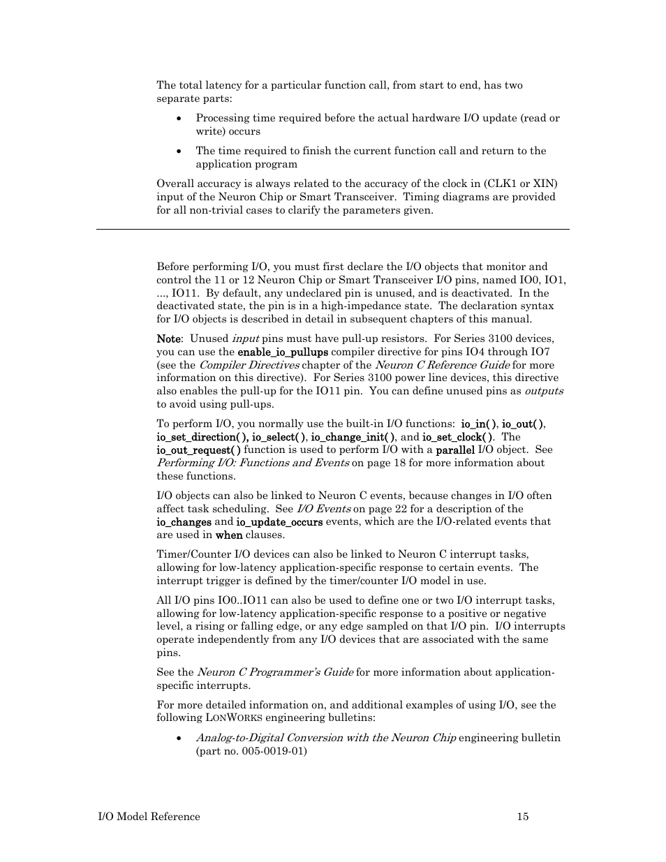 Programming considerations | Echelon I/O Model Reference for Smart Transceivers and Neuron Chips User Manual | Page 25 / 209