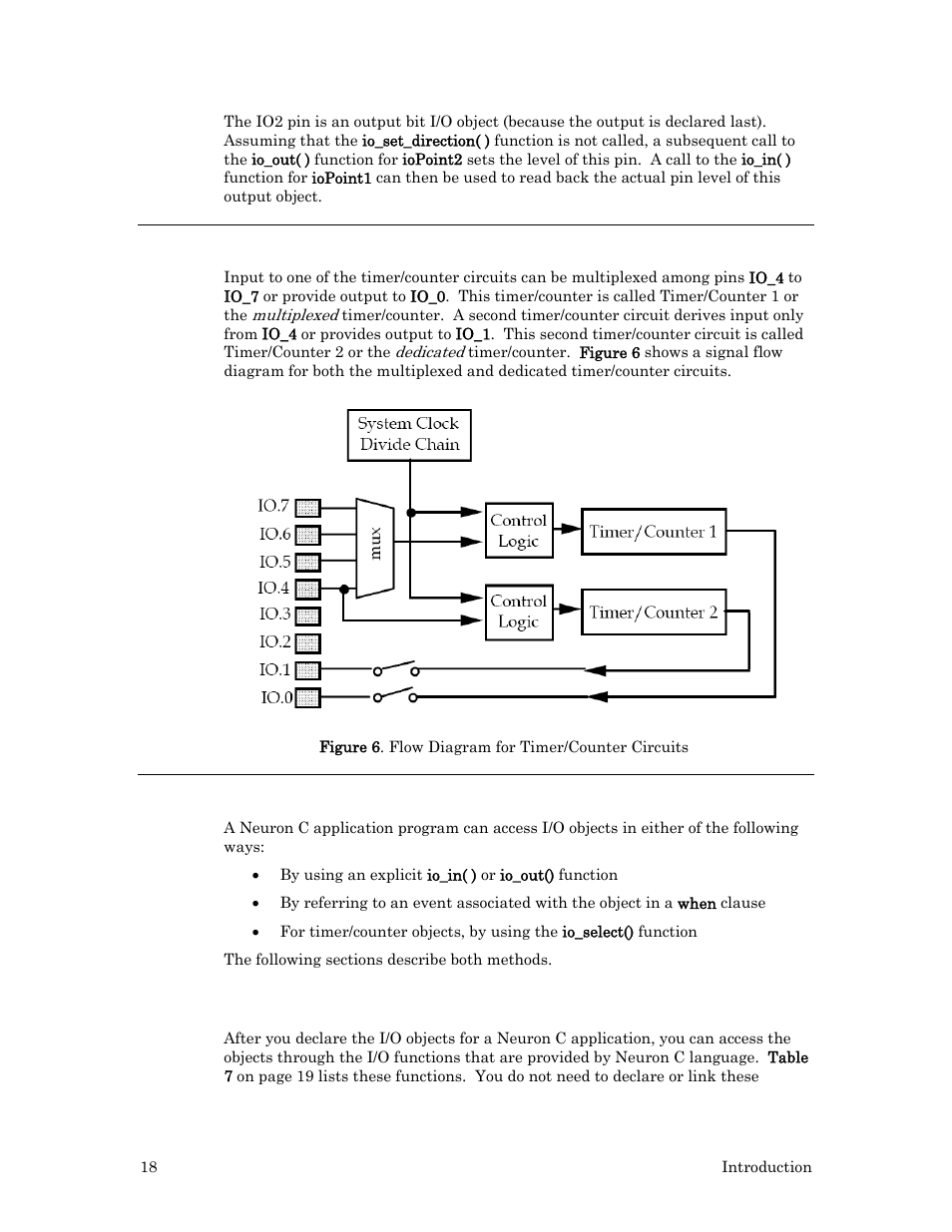 Multiplexing i/o models, Performing i/o: functions and events, General i/o functions | 18 for mor | Echelon I/O Model Reference for Smart Transceivers and Neuron Chips User Manual | Page 28 / 209