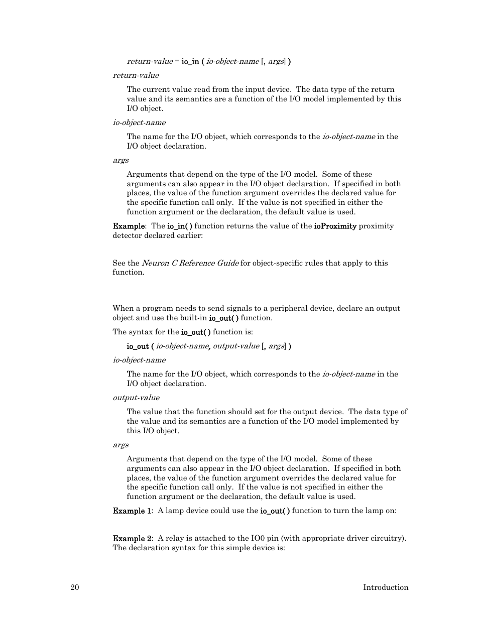 Io_out( ) function | Echelon I/O Model Reference for Smart Transceivers and Neuron Chips User Manual | Page 30 / 209