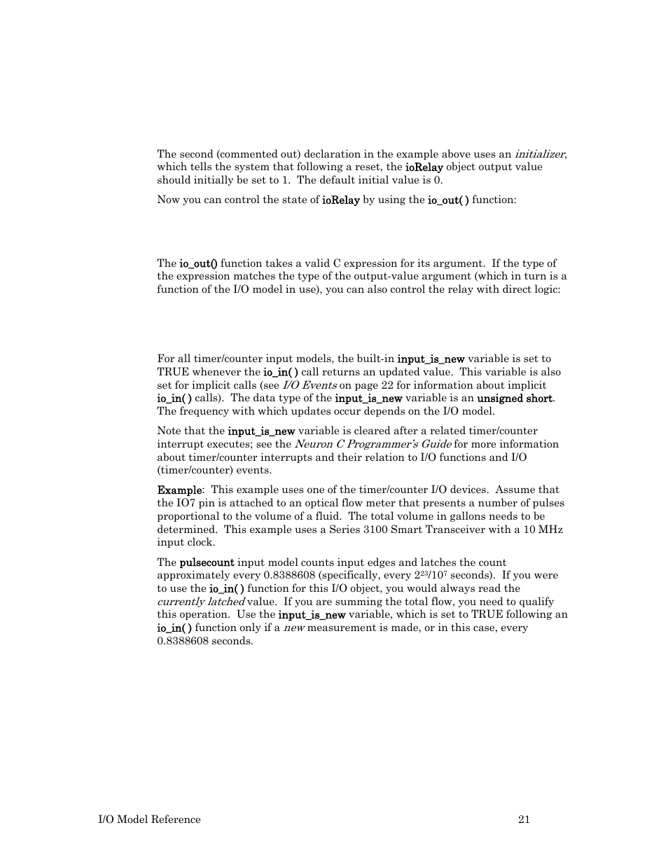 Input_is_new variable | Echelon I/O Model Reference for Smart Transceivers and Neuron Chips User Manual | Page 31 / 209