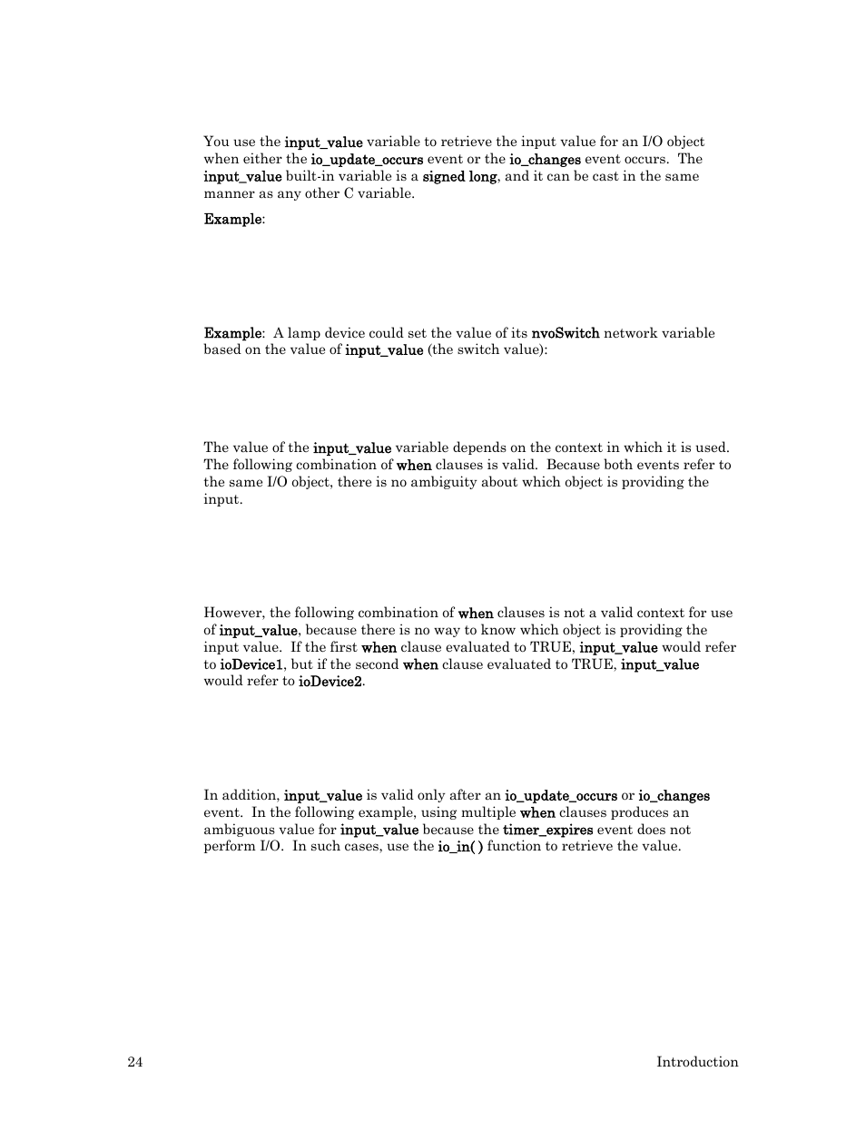 Input_value variable | Echelon I/O Model Reference for Smart Transceivers and Neuron Chips User Manual | Page 34 / 209