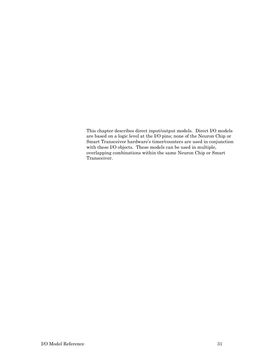 Direct i/o models, R 2. direct i/o models, 31, for m | Echelon I/O Model Reference for Smart Transceivers and Neuron Chips User Manual | Page 41 / 209