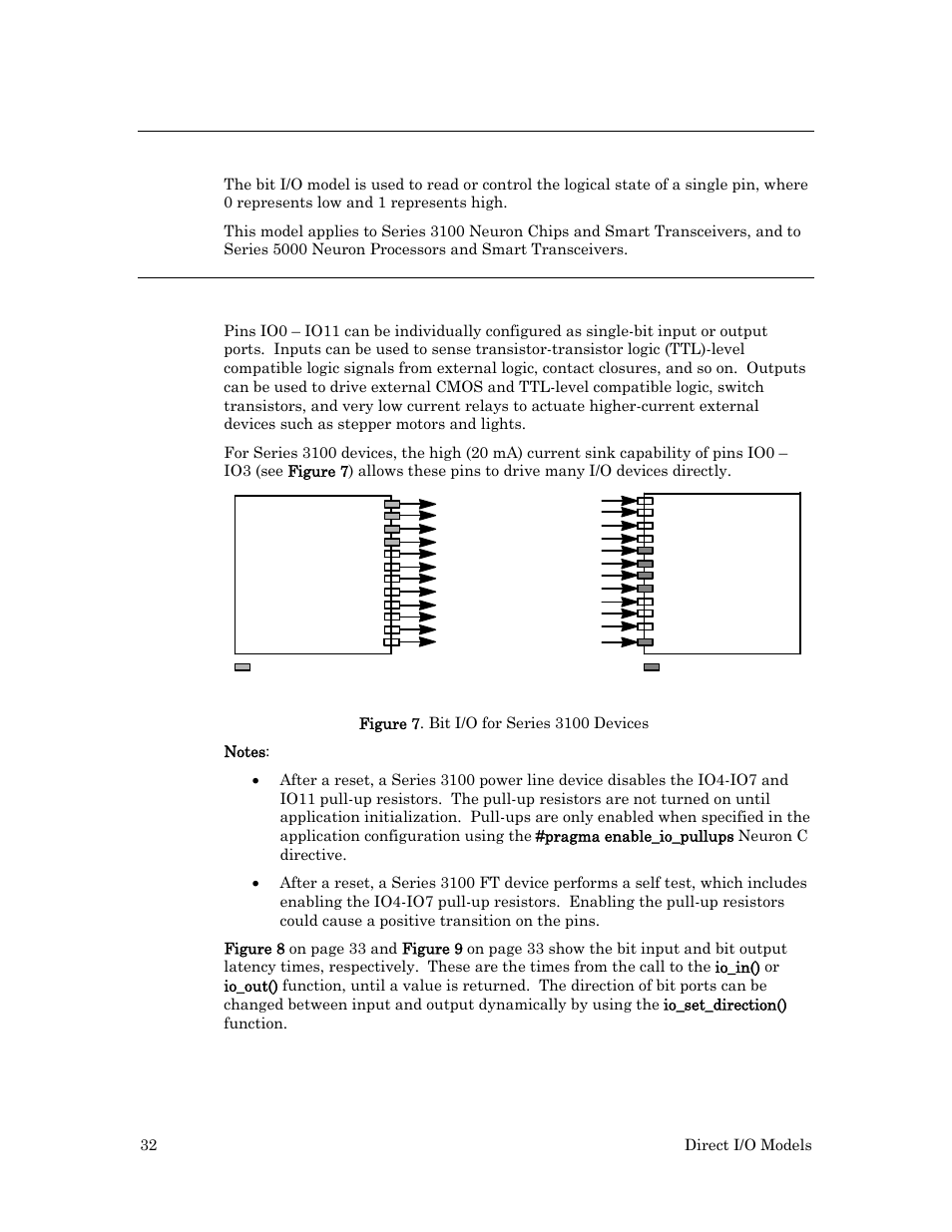 Bit input/output, Hardware considerations | Echelon I/O Model Reference for Smart Transceivers and Neuron Chips User Manual | Page 42 / 209