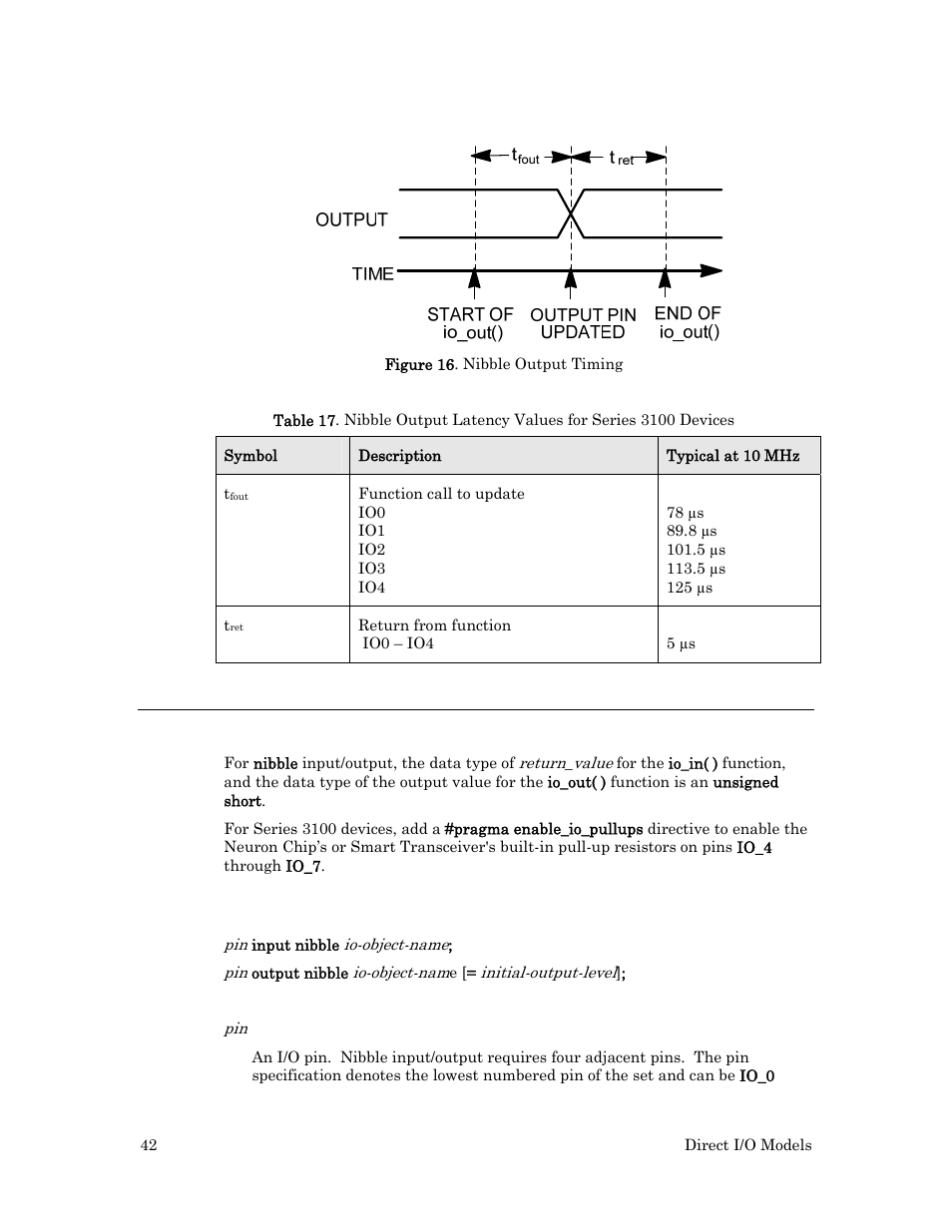 Programming considerations, Syntax, Figure 16 on | 42 sh | Echelon I/O Model Reference for Smart Transceivers and Neuron Chips User Manual | Page 52 / 209