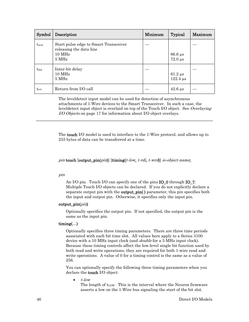 Programming considerations, Syntax | Echelon I/O Model Reference for Smart Transceivers and Neuron Chips User Manual | Page 56 / 209