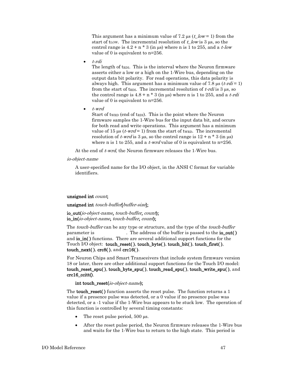 Usage | Echelon I/O Model Reference for Smart Transceivers and Neuron Chips User Manual | Page 57 / 209