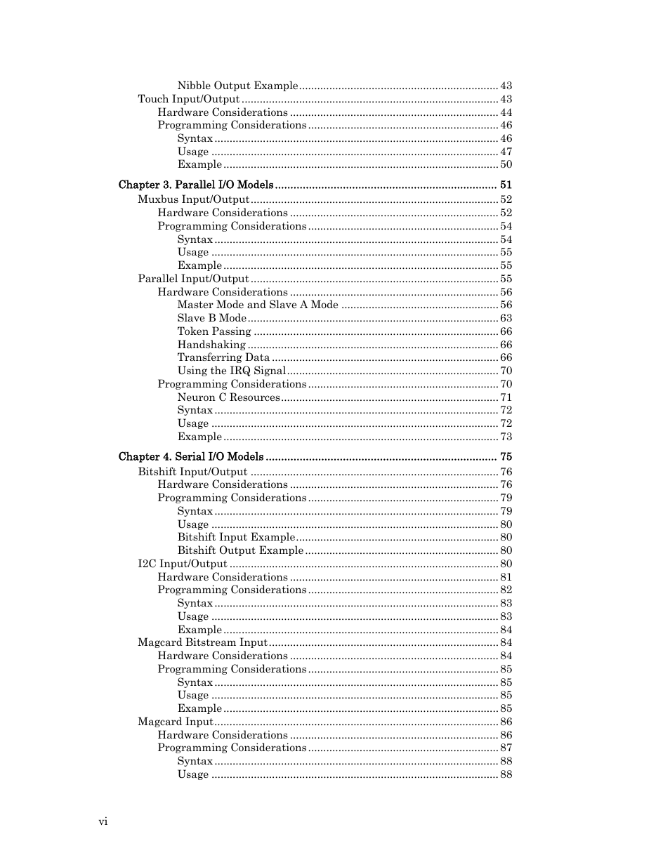 Echelon I/O Model Reference for Smart Transceivers and Neuron Chips User Manual | Page 6 / 209