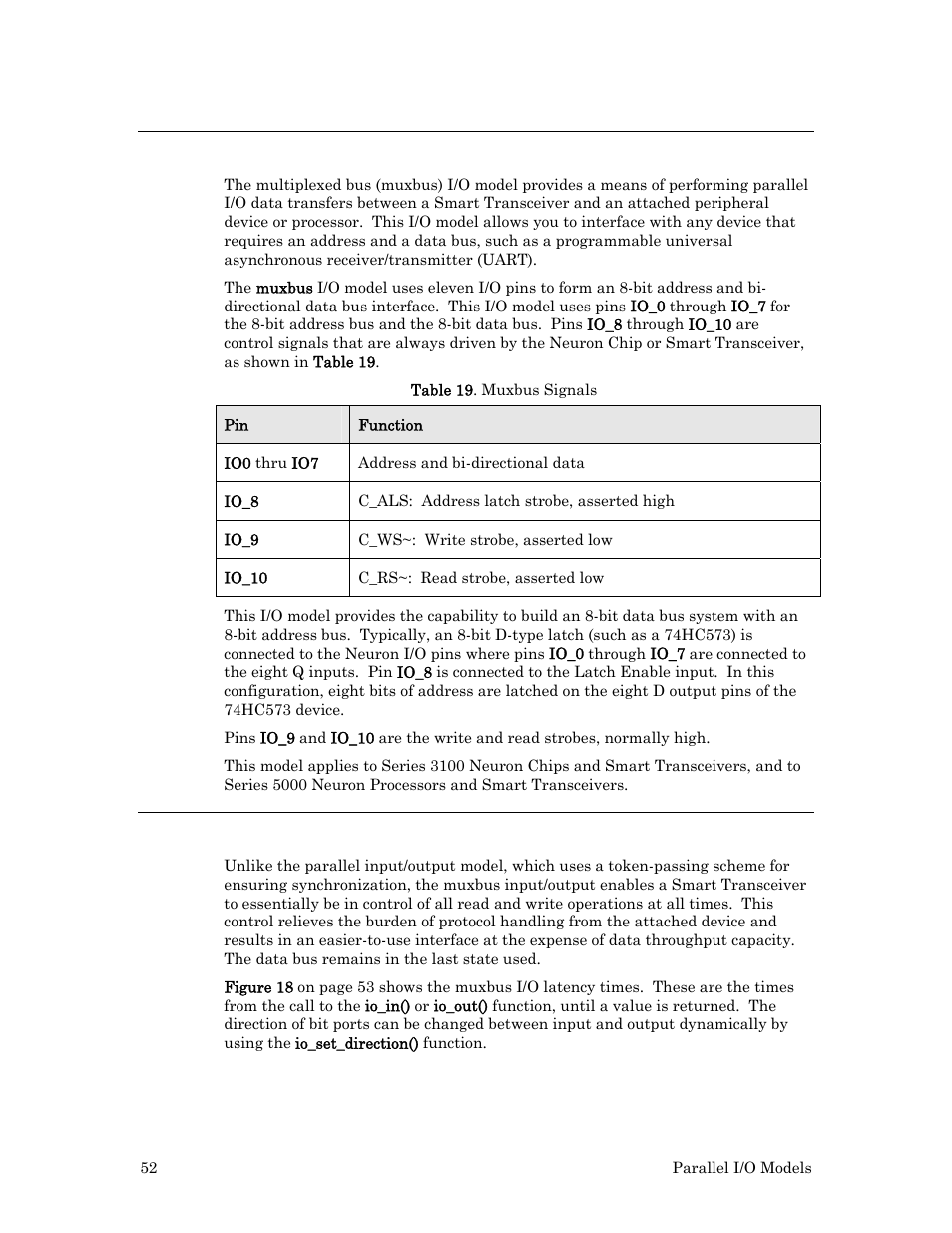 Muxbus input/output, Hardware considerations | Echelon I/O Model Reference for Smart Transceivers and Neuron Chips User Manual | Page 62 / 209