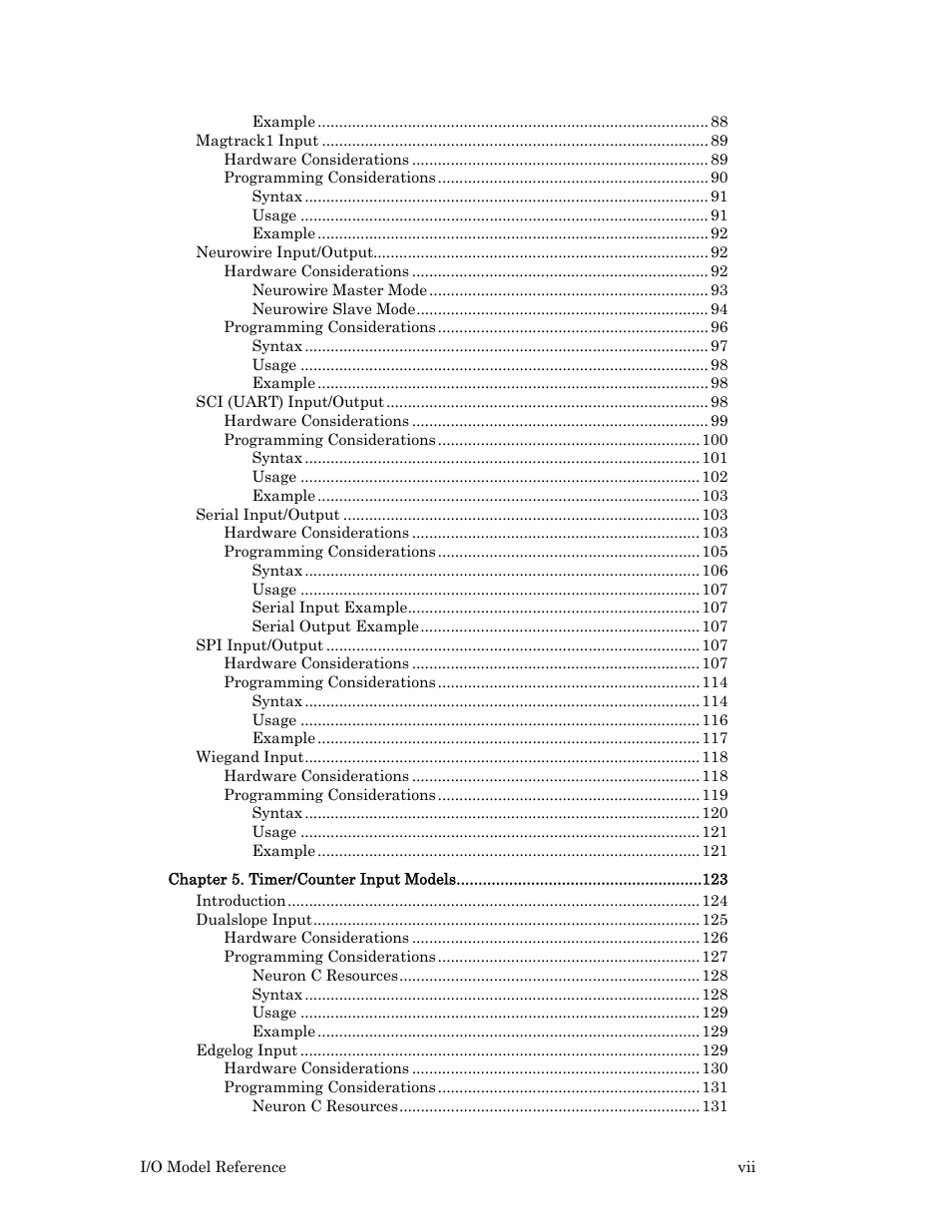 Echelon I/O Model Reference for Smart Transceivers and Neuron Chips User Manual | Page 7 / 209