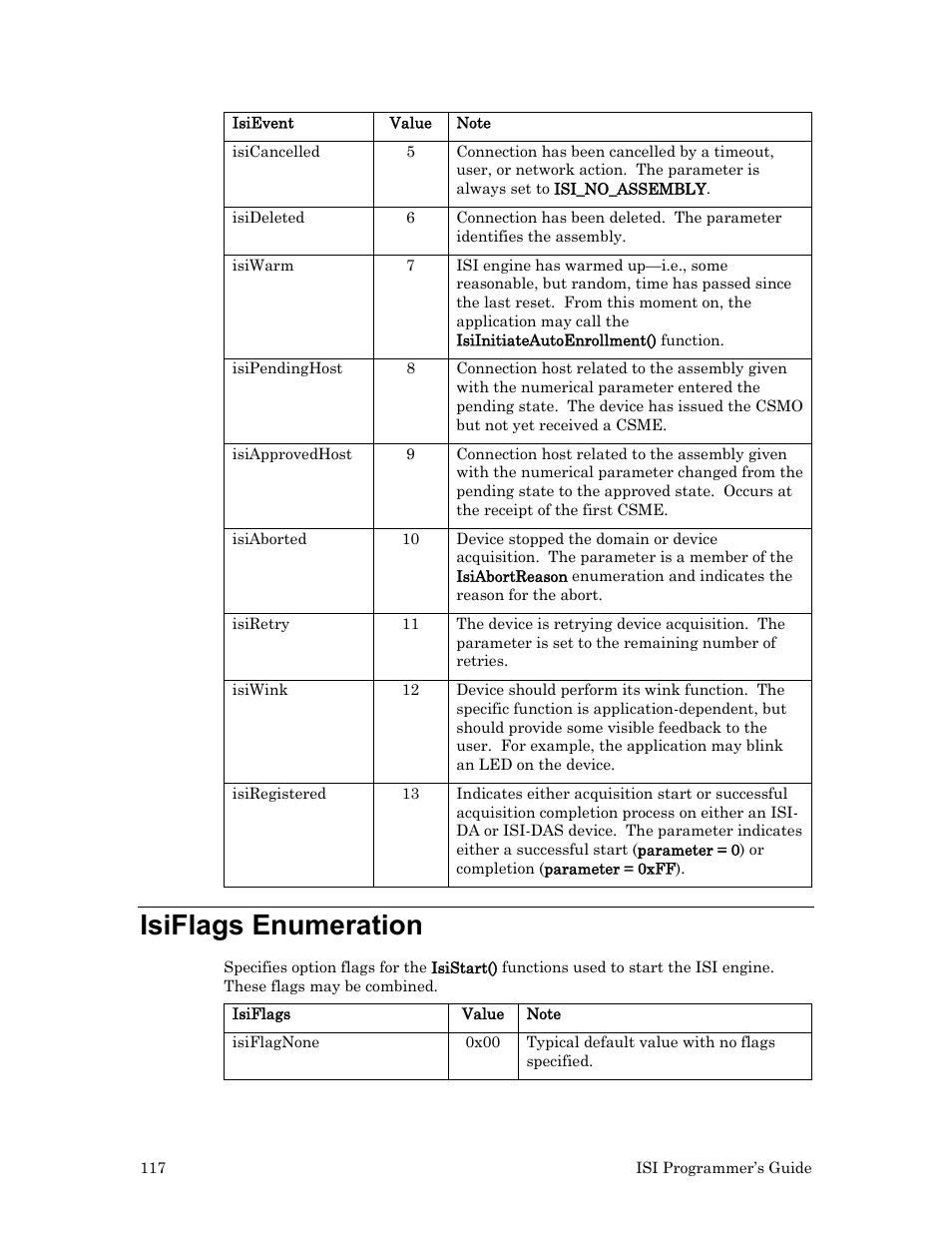 Isiflags enumeration | Echelon ISI User Manual | Page 119 / 159