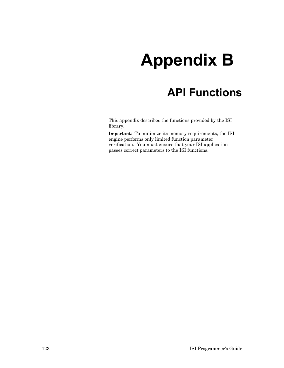 Api functions, Appendix b | Echelon ISI User Manual | Page 125 / 159