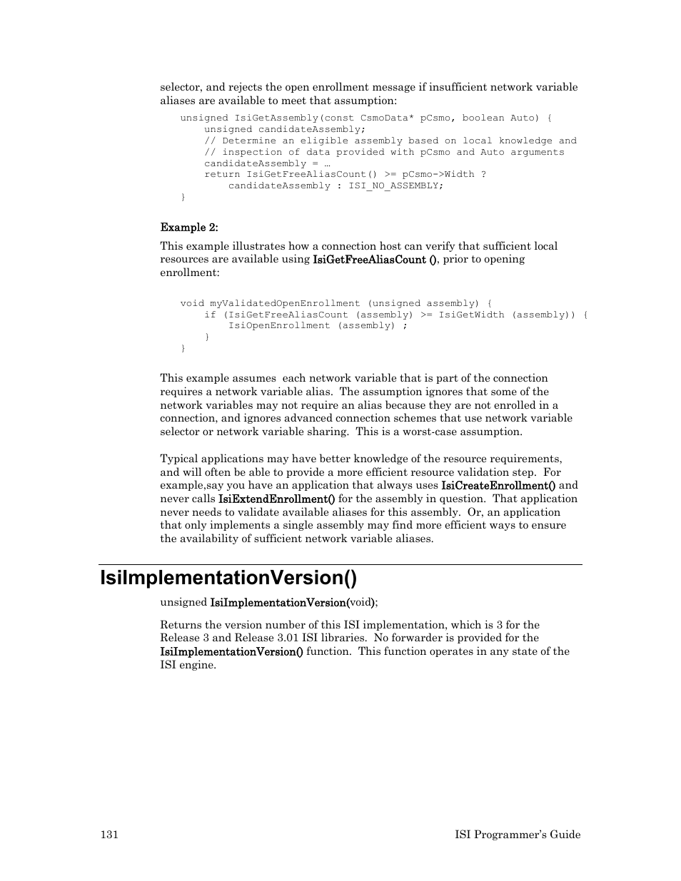 Isiimplementationversion() | Echelon ISI User Manual | Page 133 / 159