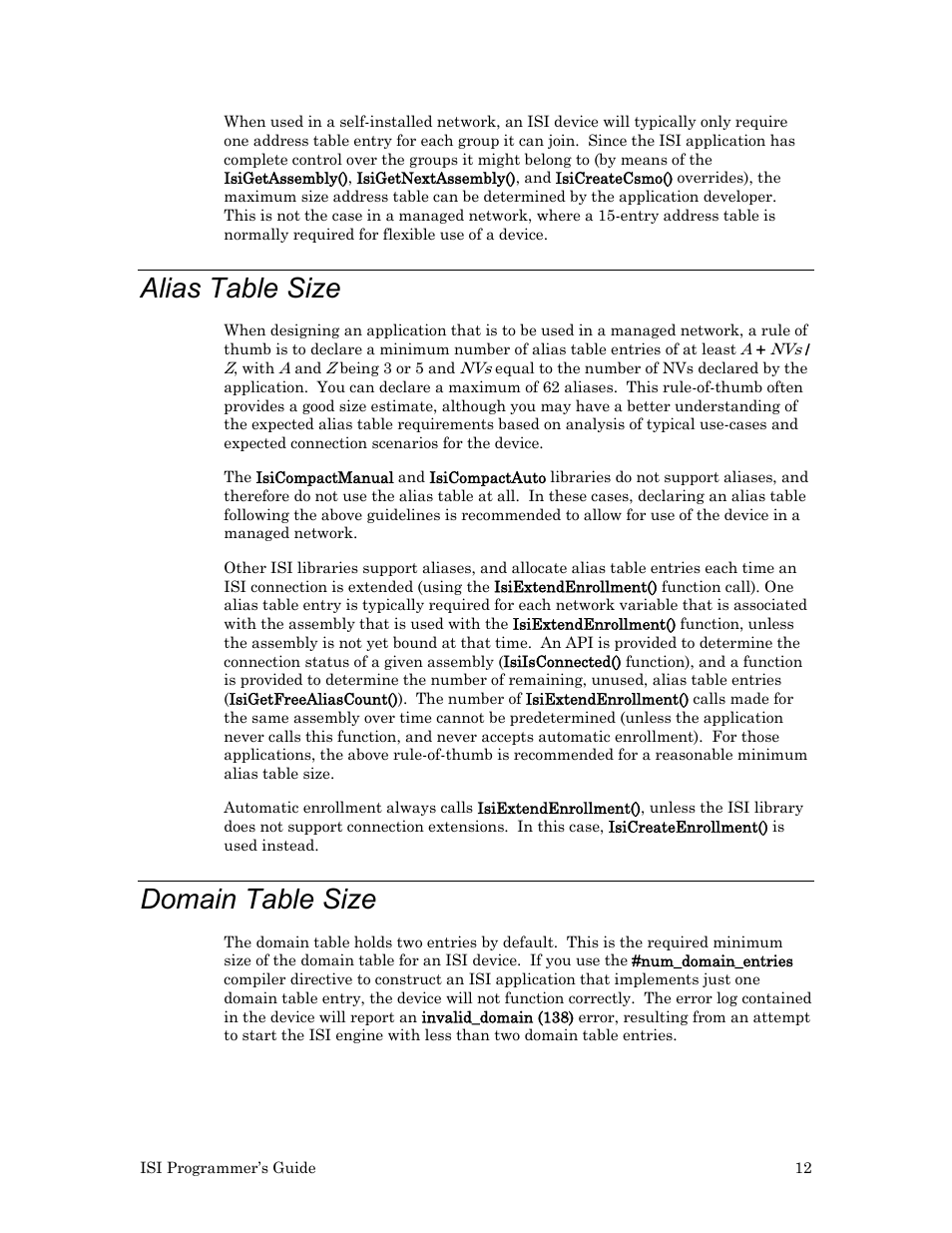 Alias table size, Domain table size | Echelon ISI User Manual | Page 14 / 159