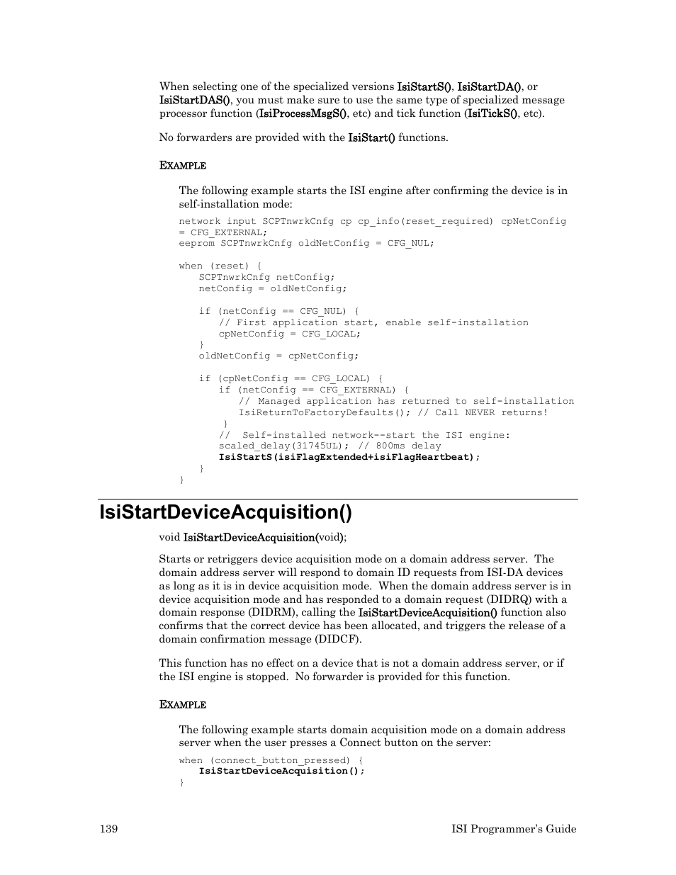 Isistartdeviceacquisition() | Echelon ISI User Manual | Page 141 / 159