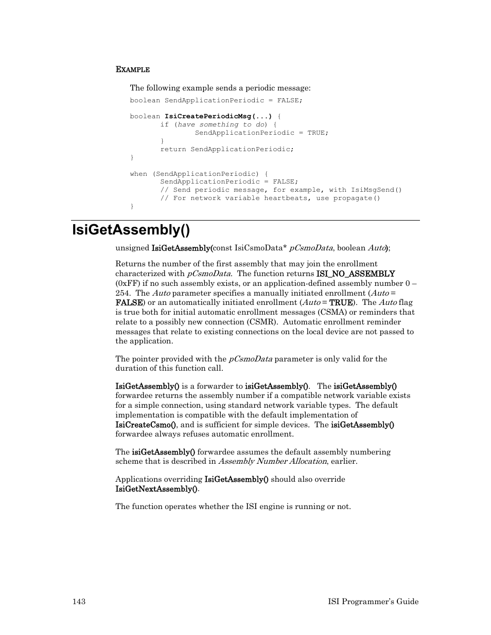 Isigetassembly() | Echelon ISI User Manual | Page 145 / 159