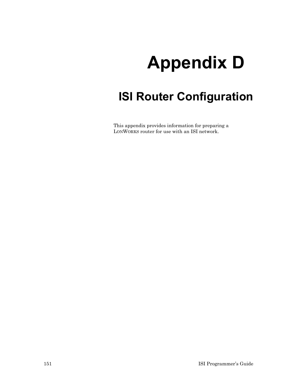 Isi router configuration, Appendix d | Echelon ISI User Manual | Page 153 / 159