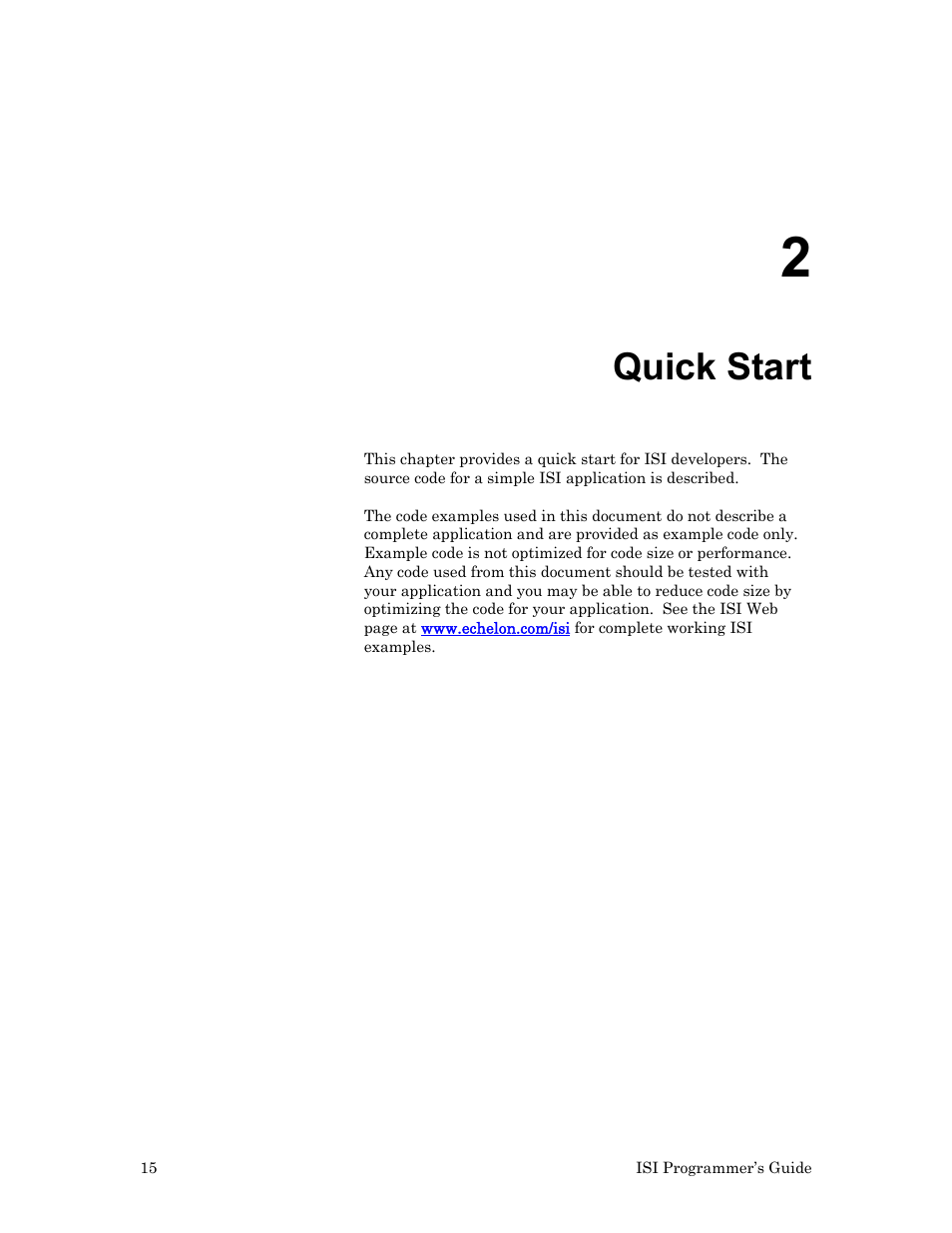 Quick start | Echelon ISI User Manual | Page 17 / 159