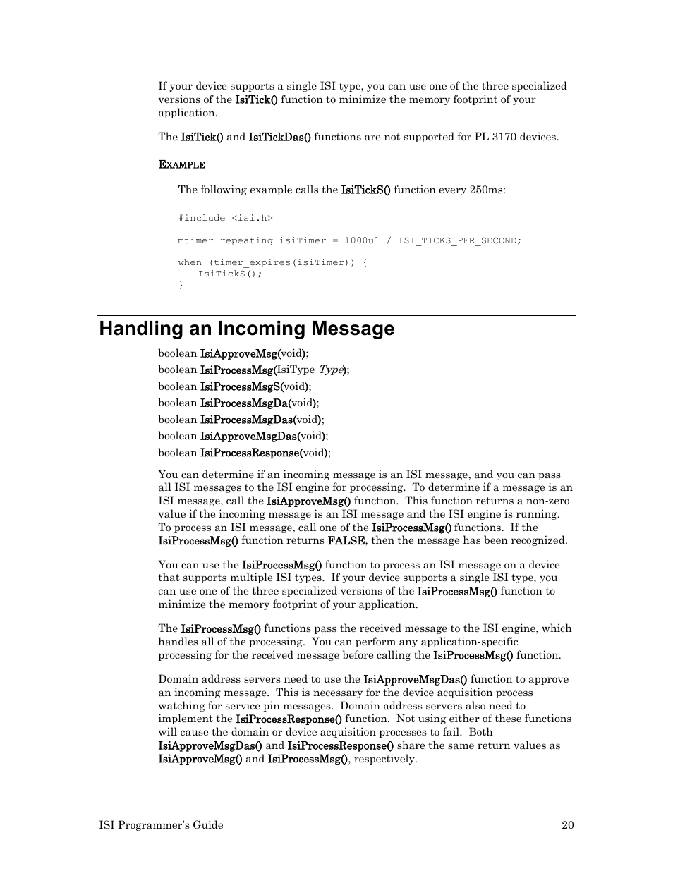 Handling an incoming message | Echelon ISI User Manual | Page 22 / 159