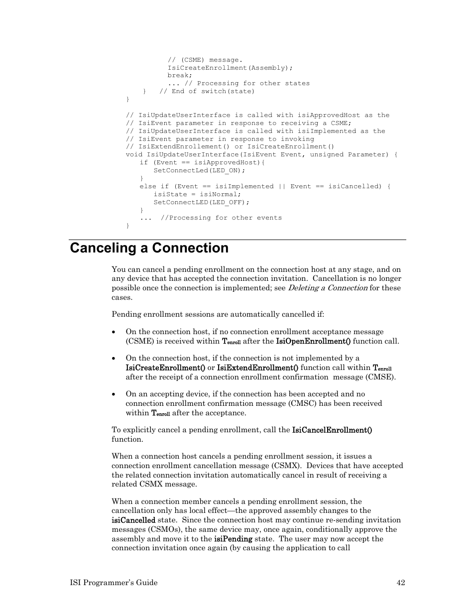 Canceling a connection | Echelon ISI User Manual | Page 44 / 159