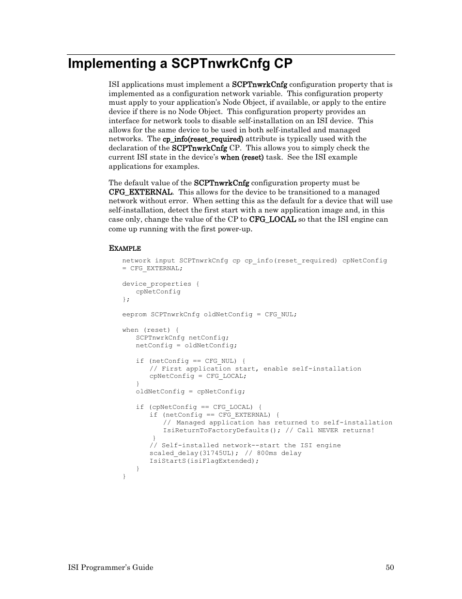 Implementing a scptnwrkcnfg cp | Echelon ISI User Manual | Page 52 / 159
