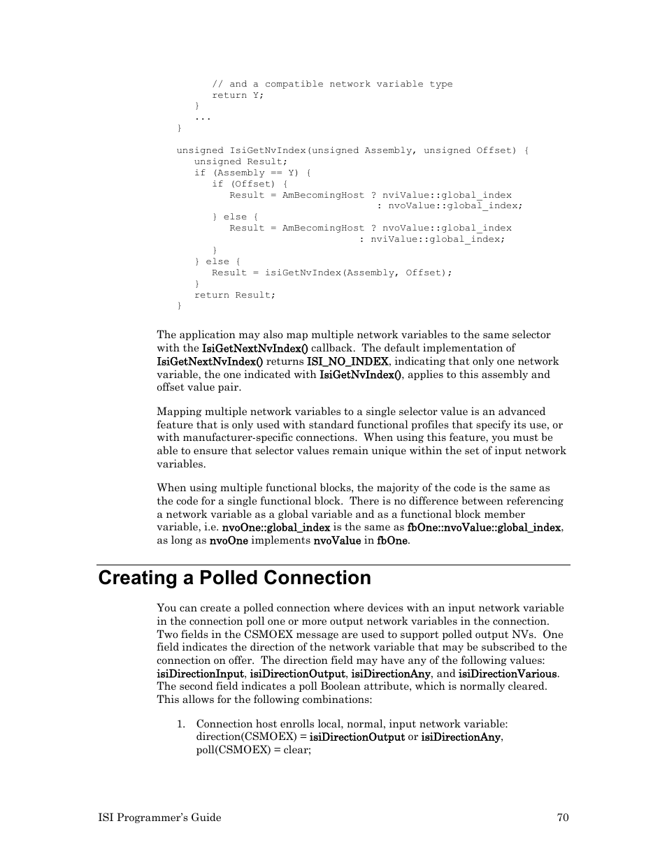 Creating a polled connection | Echelon ISI User Manual | Page 72 / 159