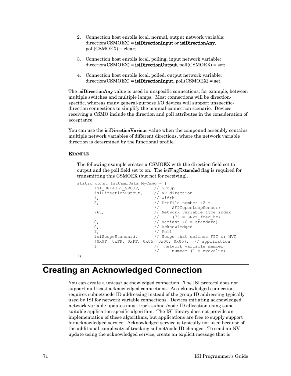 Creating an acknowledged connection | Echelon ISI User Manual | Page 73 / 159