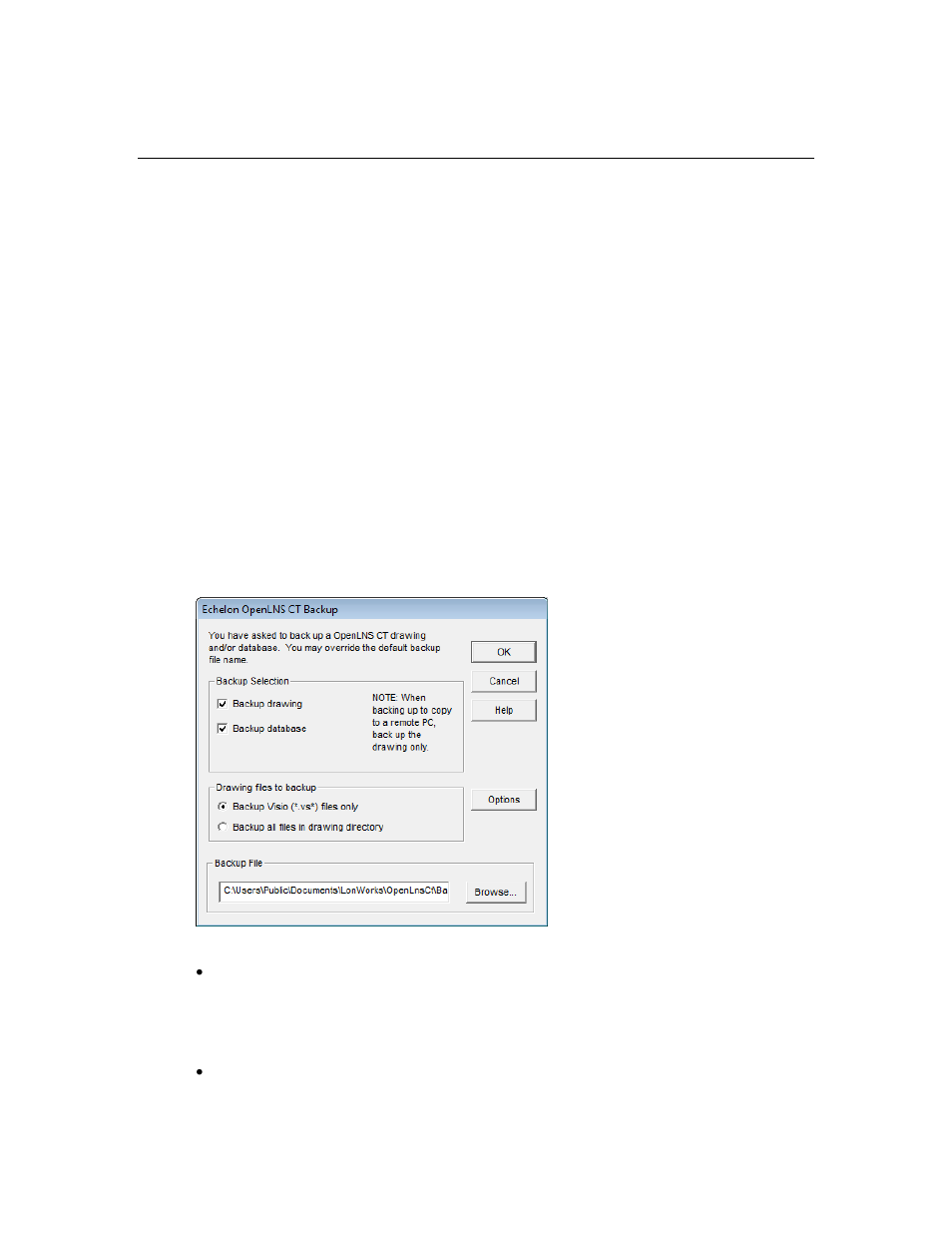 Creating a backup from an openlns ct drawing | Echelon IzoT Commissioning Tool User Manual | Page 226 / 395