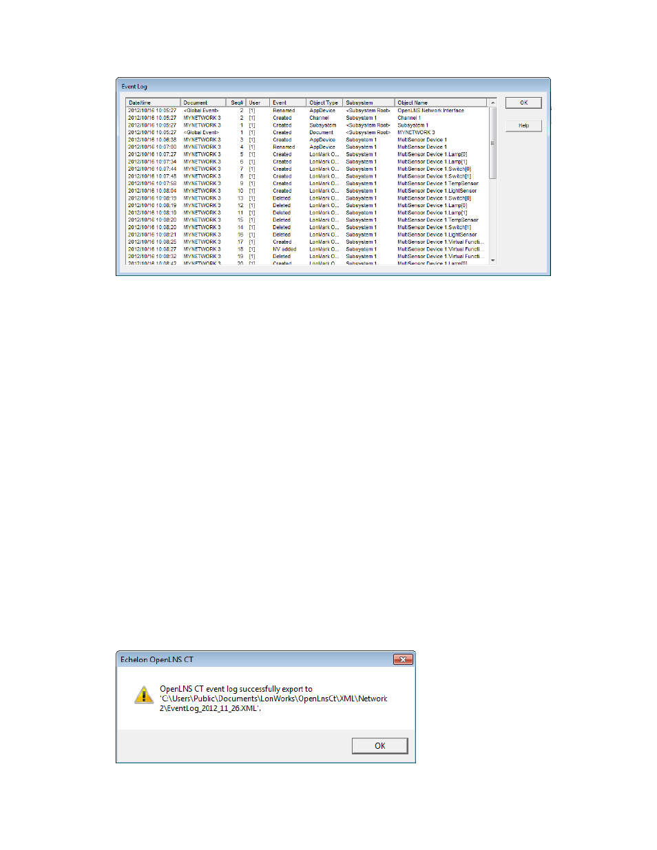 Exporting the izot commissioning tool event log | Echelon IzoT Commissioning Tool User Manual | Page 255 / 395