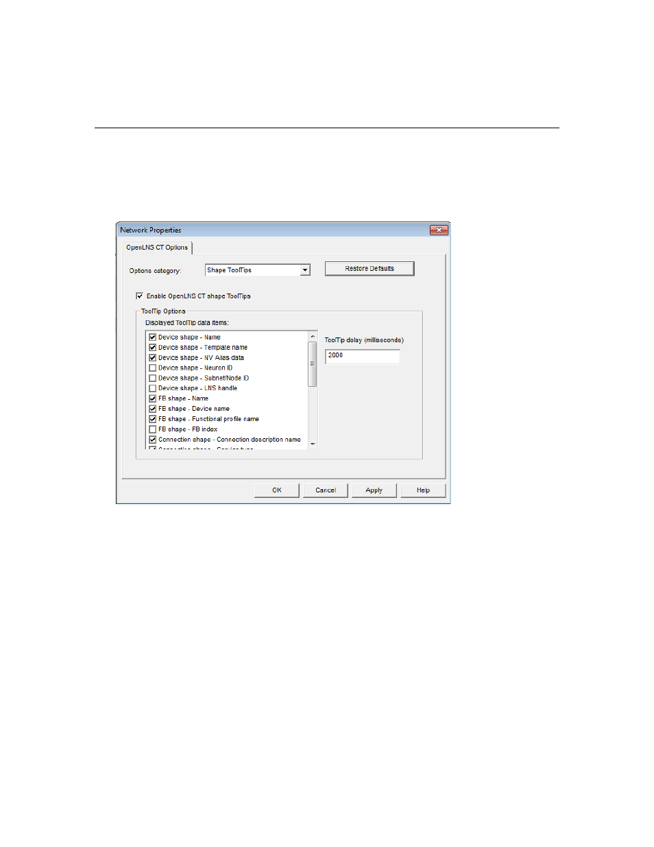 Shape tooltips options | Echelon IzoT Commissioning Tool User Manual | Page 360 / 395