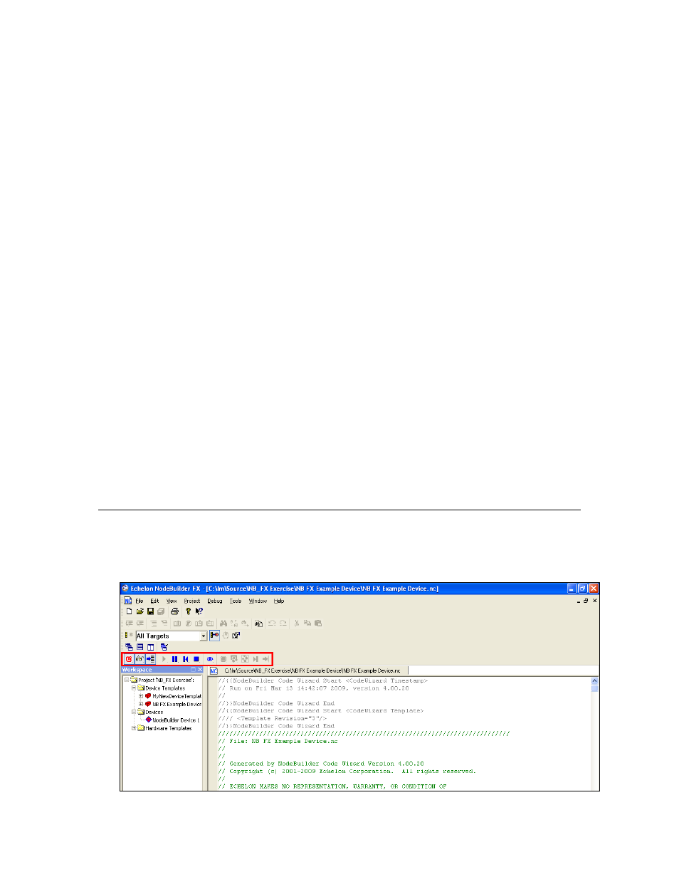 Using the debugger toolbar | Echelon IzoT NodeBuilder User Manual | Page 250 / 291