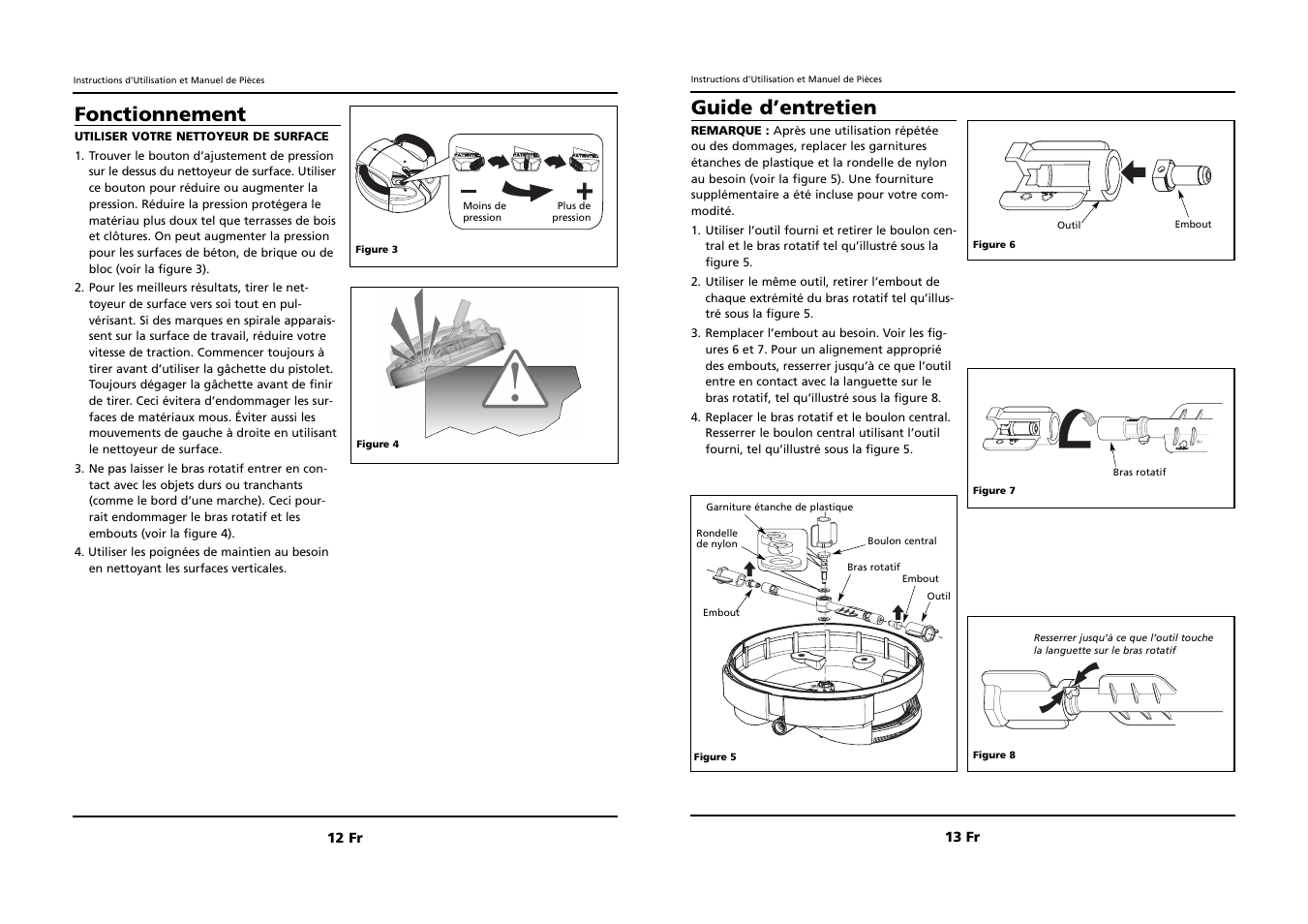 Fonctionnement, Guide d’entretien | Campbell Hausfeld DECK `N DRIVE IN465300AV User Manual | Page 12 / 12