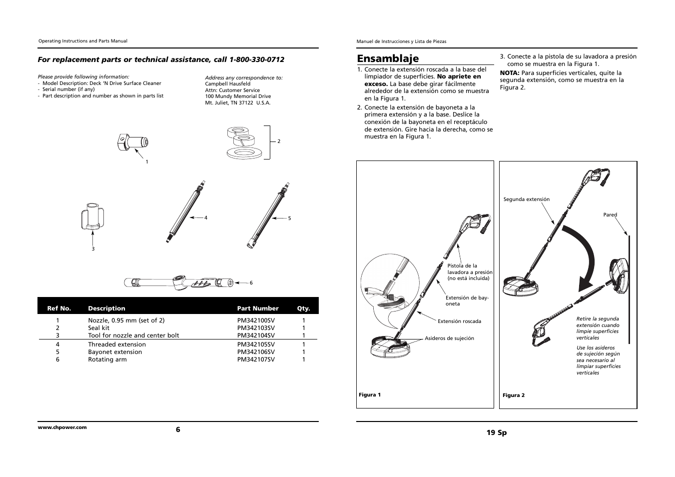 Ensamblaje | Campbell Hausfeld DECK `N DRIVE IN465300AV User Manual | Page 6 / 12