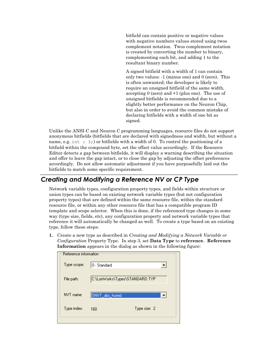 Creating and modifying a reference nv or cp type | Echelon IzoT Resource Editos User Manual | Page 42 / 90