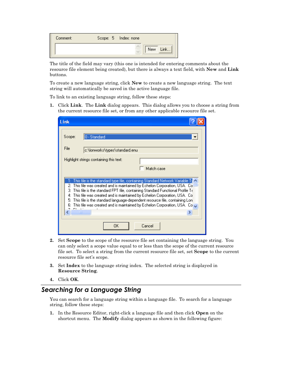 Searching for a language string | Echelon IzoT Resource Editos User Manual | Page 58 / 90