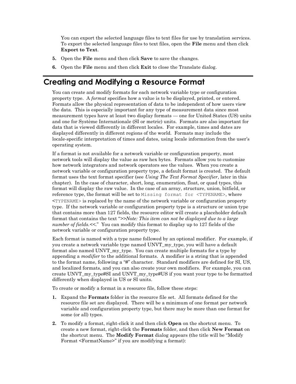 Creating and modifying a resource format, In creating and modifying a resource format | Echelon IzoT Resource Editos User Manual | Page 63 / 90