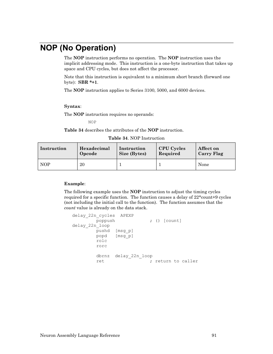 Nop (no operation) | Echelon Neuron User Manual | Page 101 / 237