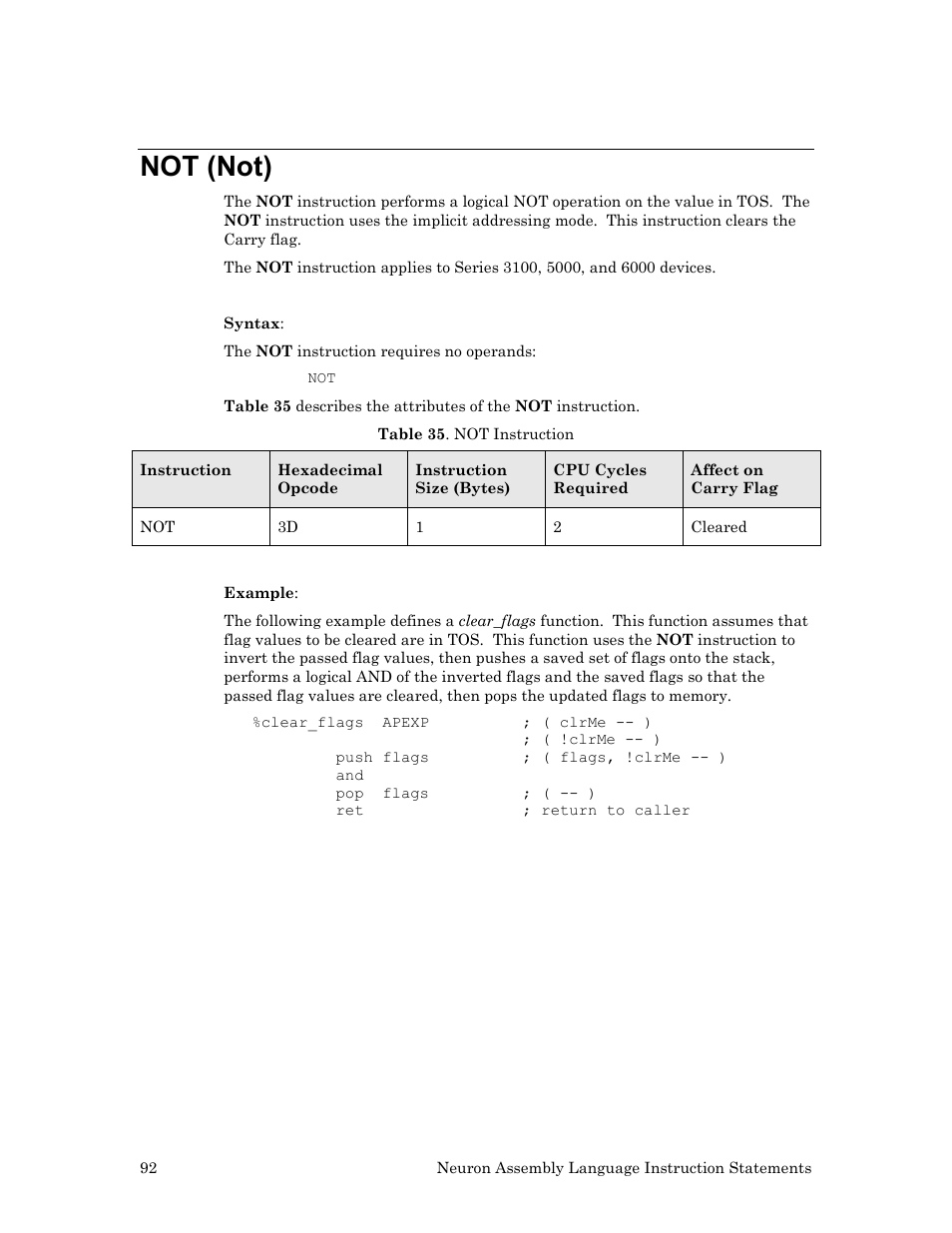 Not (not) | Echelon Neuron User Manual | Page 102 / 237