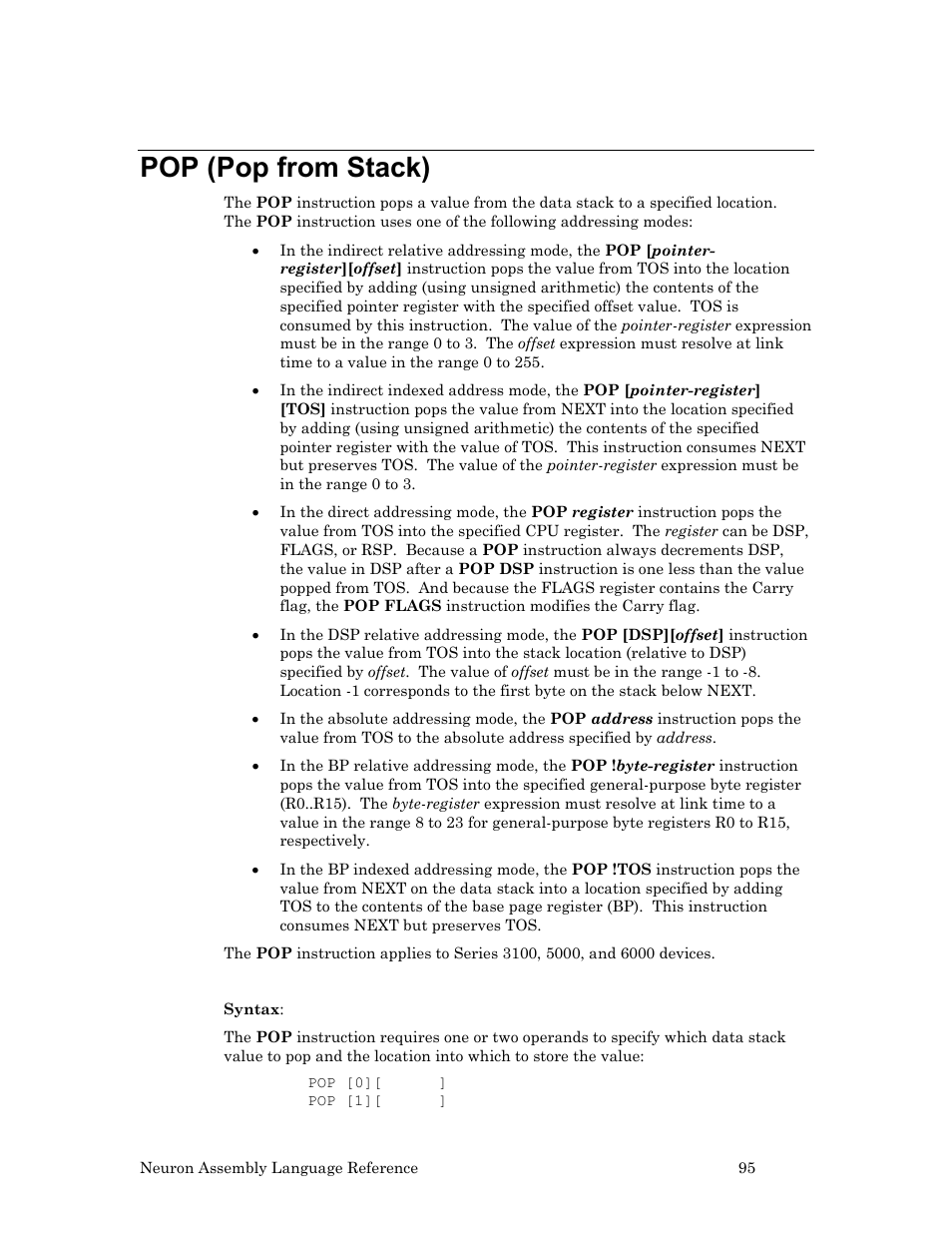 Pop (pop from stack) | Echelon Neuron User Manual | Page 105 / 237