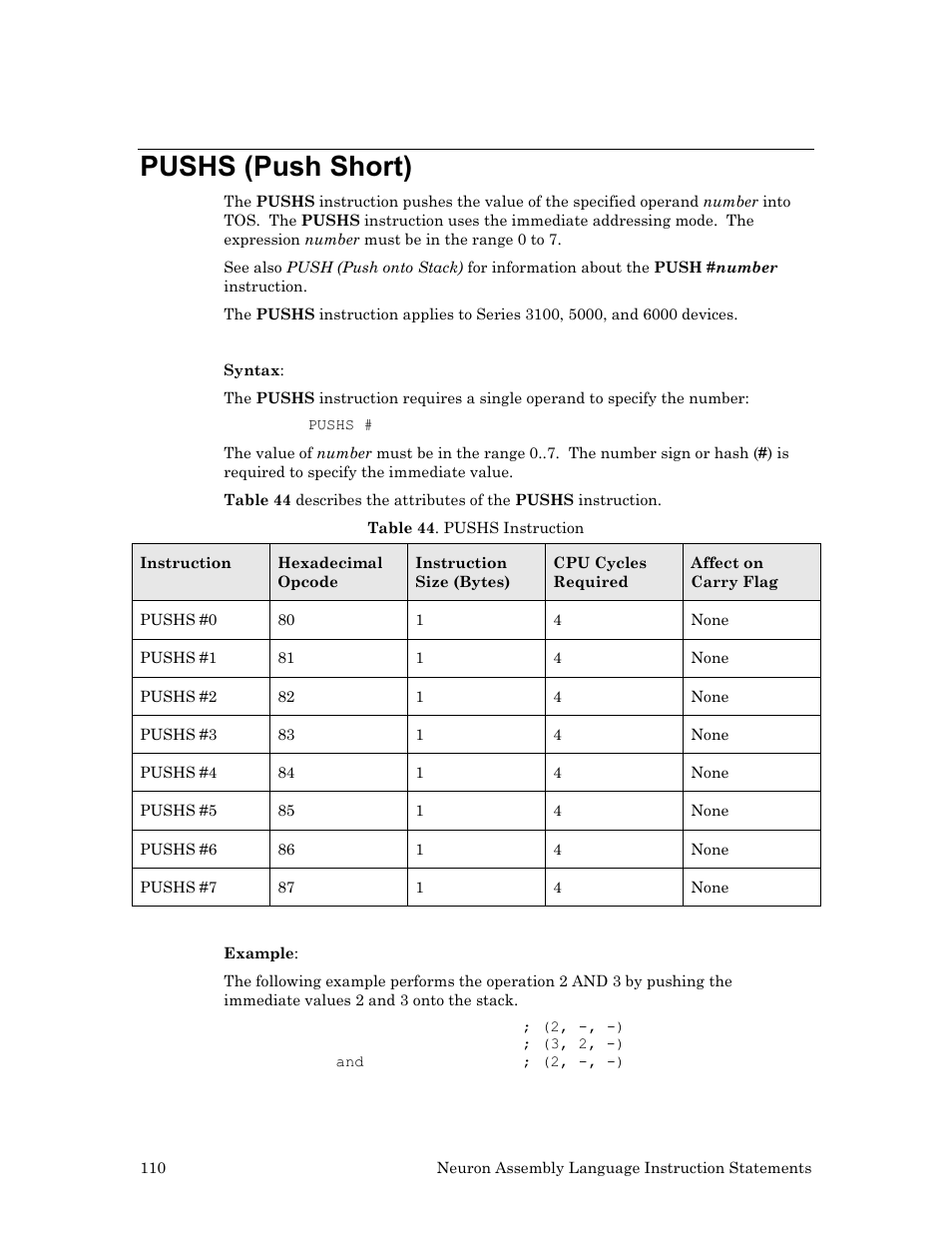 Pushs (push short) | Echelon Neuron User Manual | Page 120 / 237