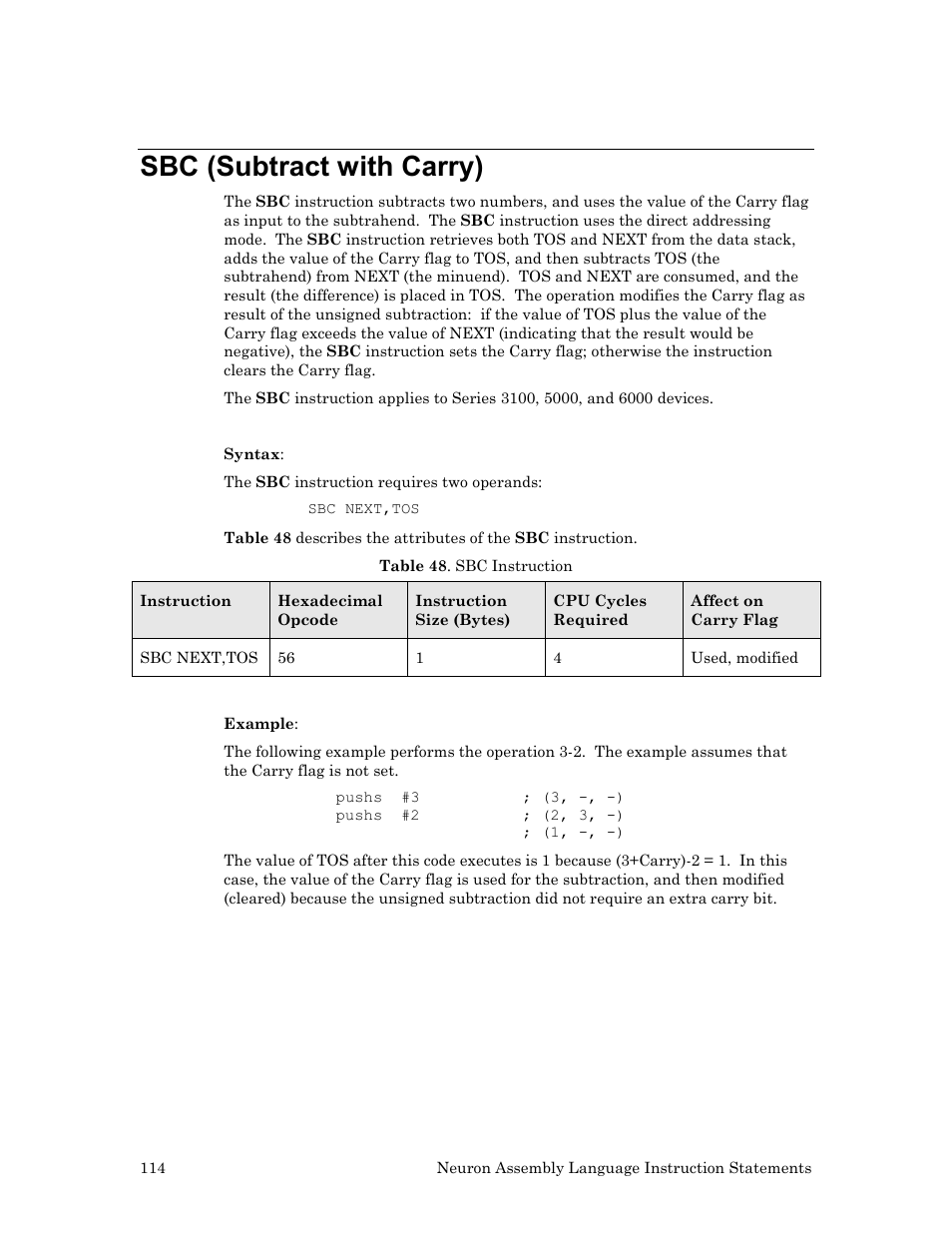 Sbc (subtract with carry) | Echelon Neuron User Manual | Page 124 / 237