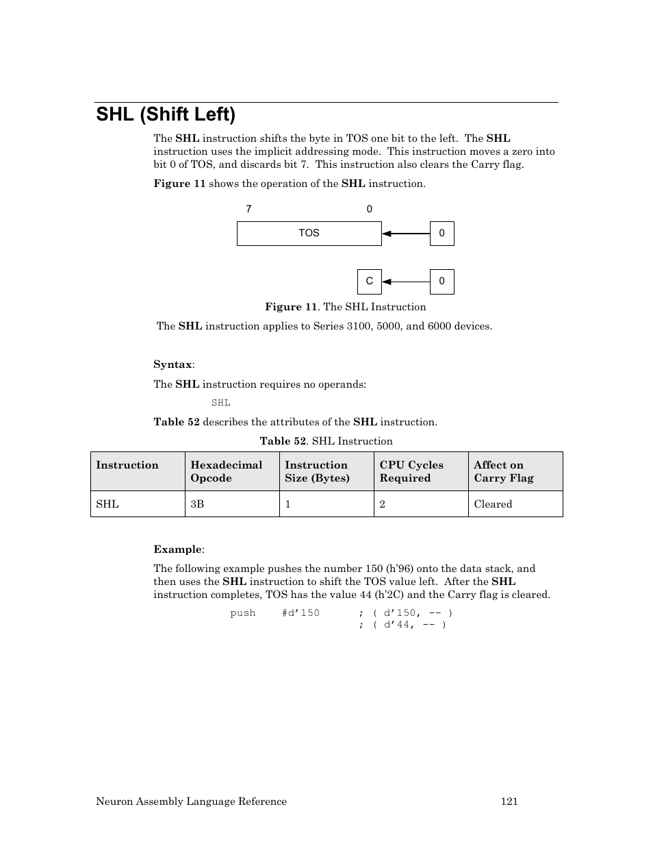 Shl (shift left) | Echelon Neuron User Manual | Page 131 / 237